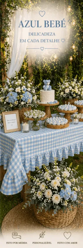 Toalha Eventos Vichy  azul