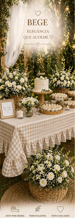 Toalha Eventos Vichy Bege