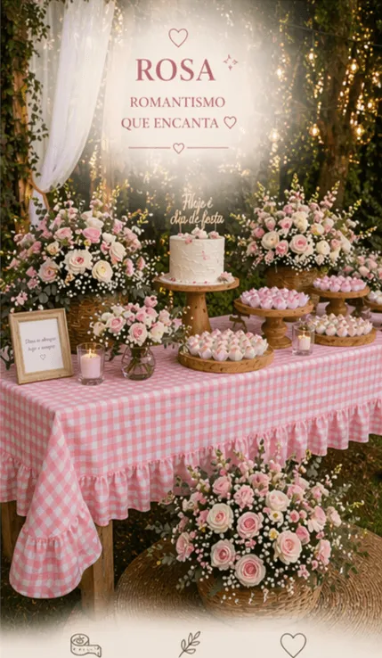 Toalha Eventos Vichy Rosa